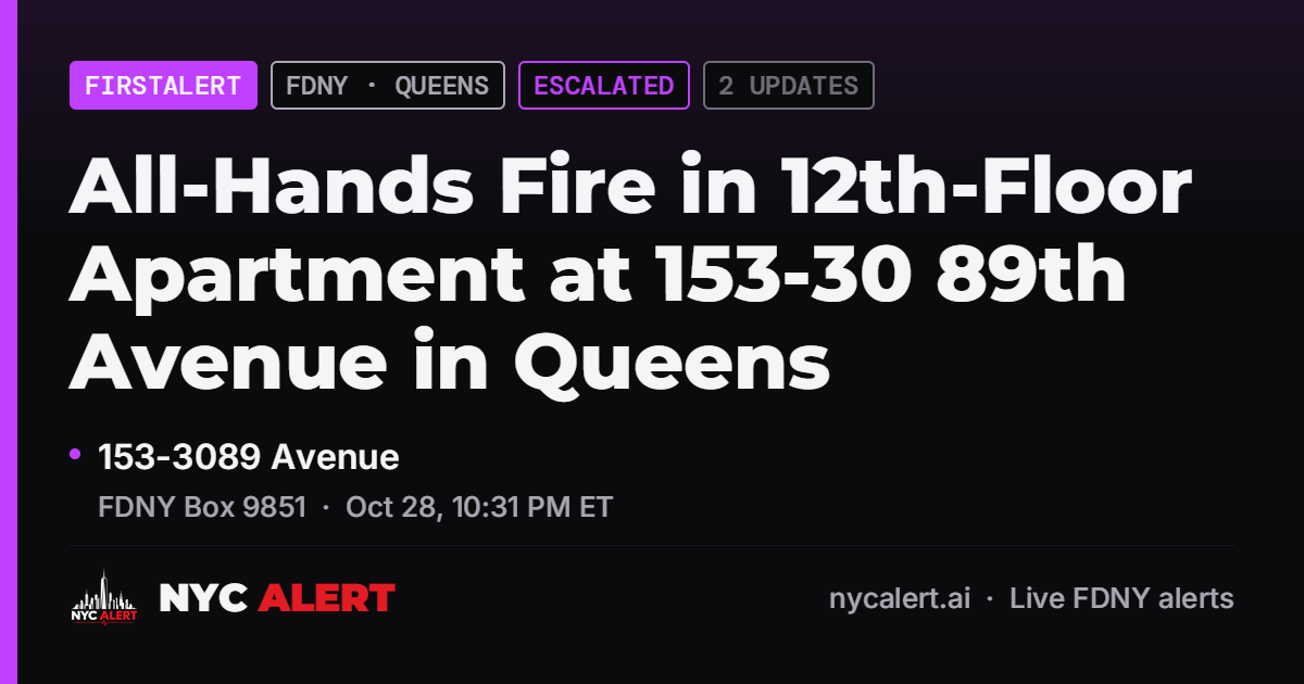 High-Rise Fire Near 89th Avenue & 153rd Street in Queens | FDNY Alert ...