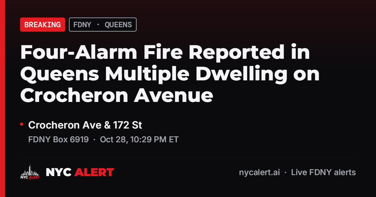 Four-Alarm Fire Reported in Queens Multiple Dwelling on Crocheron ...